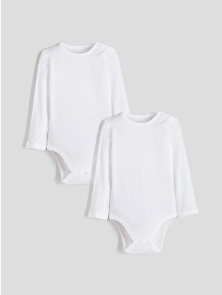 Ekru Bisiklet Yaka Erkek Bebek Çıtçıtlı Bodysuit 2'li