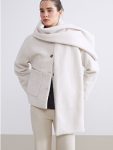 Beige Bicycle Collar Scarf Women's Cashmere Coat