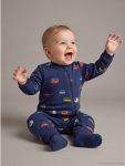 Navy Blue 2.5 Tog Bicycle Neck Long Sleeve Boys Baby Sleepsuit