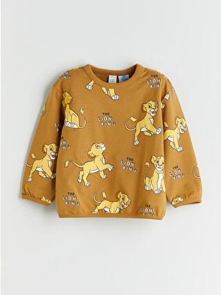 Brown Bicycle Collar Lion King Print Boys' Sweatshirt