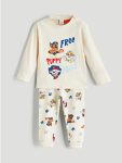 Bej Bisiklet Yaka Paw Patrol Baskılı Erkek Bebek Pijama Takımı