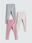 Pink Ribbed Girls' Baby Leggings 3-Pack
