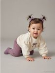 Ecru Bicycle Collar Girl Baby Sweatshirt and Leggings Set