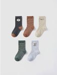 Antrasit Desenli Erkek Bebek Soket Çorap 5'li