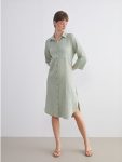 Green Textured Muslin Shirt Dress