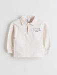 Beige Polo Neck Printed Sweatshirt for Baby Boy