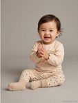 Beige Heart Print Baby Girl Blouse and Leggings Set
