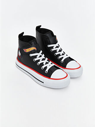 Black Hot Wheels Print Boys' Sports Shoes