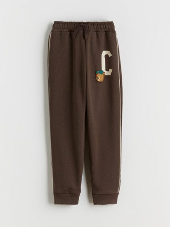 Brown Printed Boys' Thick Jogger Sweatpants