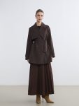 Brown High-Waist Zippered Suede-Look Pleated Skirt