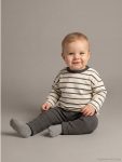 Beige Striped Baby Boy T-Shirt and Pants 2-Piece Set