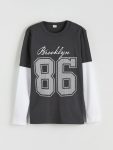Anthracite Printed Crew Neck Boys' T-Shirt