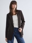 Brown Crepe Women's Blazer Jacket