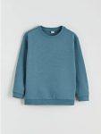 Indigo Ribbed Neckline Boys' Thick Sweatshirt