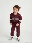 Bordo New York Baskılı Erkek Çocuk Kalın Sweatshirt ve Eşofman Altı