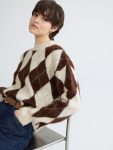 Brown Baklava Pattern Oversized Women's Knit Sweater