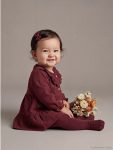 Burgundy Frill Detailed Buttoned Girl Baby Dress