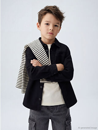 Black Boys' Gabardine Shirt