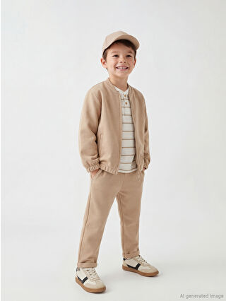 Beige Crew Neck 3-Piece Boys' Set