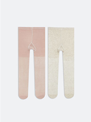 Beige Girl Baby Tights 2-Pack