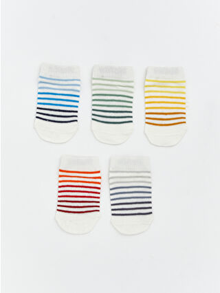 White Striped Baby Boy Sock Slippers 5-Pack