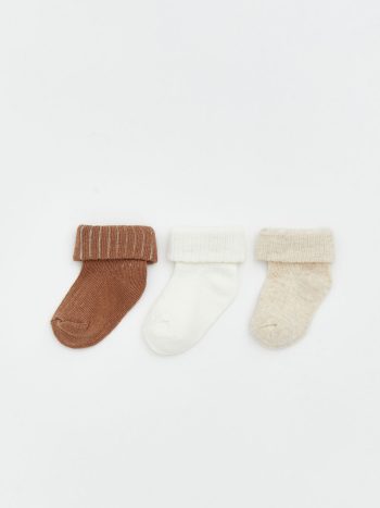 Beige Basic Men's Baby Ankle Socks 3-Pack