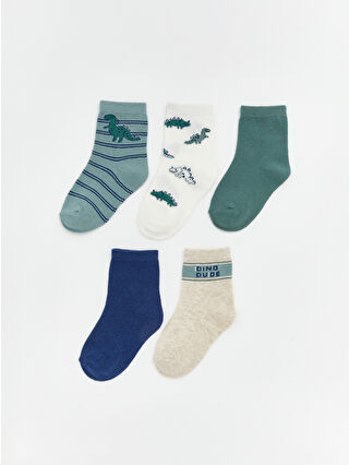 جوارب قصيرة للرضع الذكور مخططة باللون الأزرق 5 قطع