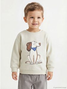 Yeşil Bisiklet Yaka Baskılı Erkek Bebek Sweatshirt