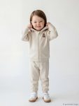 Beige Girl Baby Hooded Sweatshirt and Sweatpants