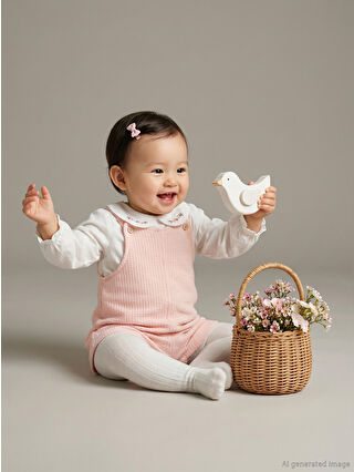 Pink Baby Collar Floral Girl Baby Romper Dress