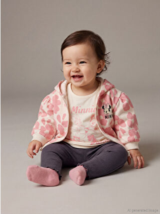 Ecru Minnie Mouse Print Baby Girl Set