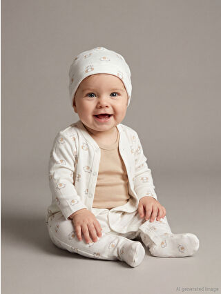 Ecru Print Newborn Boy Hospital Discharge Set