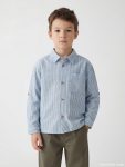 Blue Striped Linen-Blend Boys' Shirt