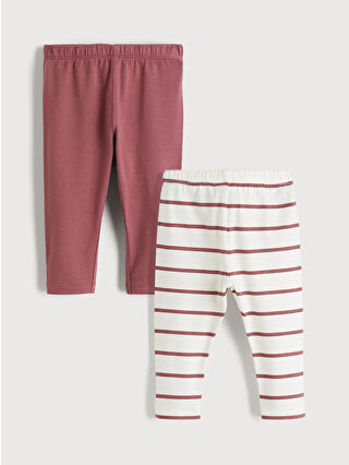 Pink Waistband Elastic Girls' Baby Leggings 2-Pack