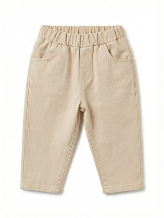 Beige Waistband Elastic Girl Baby Pants