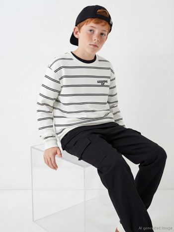 Black Striped Boys' Sweatshirt