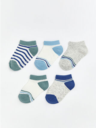Beige Striped Baby Boy Slipper Socks 5-Pack