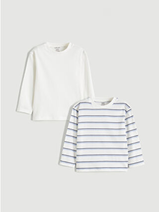 Ecru Striped 2-Pack Baby Boy T-Shirt Set