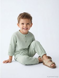 Yeşil Erkek Bebek Tişört ve Pantolon Takımı