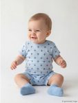 Blue V-Neck 2-Piece Baby Boy Romper Set
