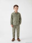 Green Boys' Gabardine Shirt and Pants Set