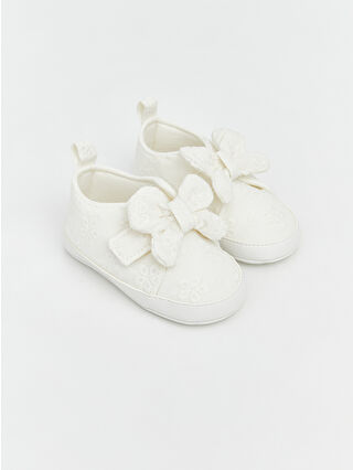 White Bow Detail Girl Baby Pre-Walker Shoes