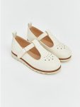 Beige Leather-Look Girl's Baby Ballet Flats