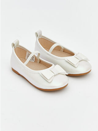 Ecru Bow Detail Girl Baby Ballet Flats