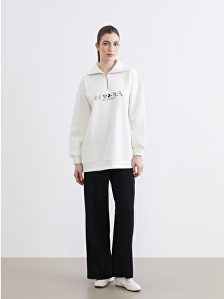 Black Elastic Waist Wide Leg Women's Sweatpants