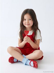 Red Girls' Plain Shorts Romper