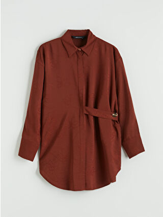 Brown Floral Belted Women's Shirt Tunic