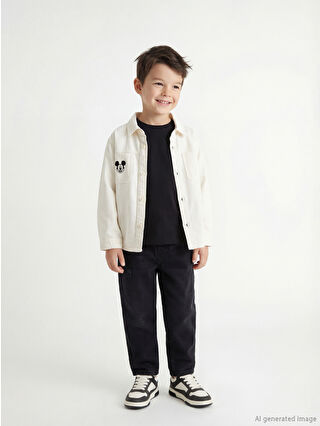 Siyah Beli Lastikli Erkek Çocuk Jean Pantolon