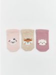 Pink Baby Girl Animal Print 3-Pack Sock Slippers