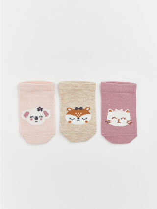 Pink Baby Girl Animal Print 3-Pack Sock Slippers